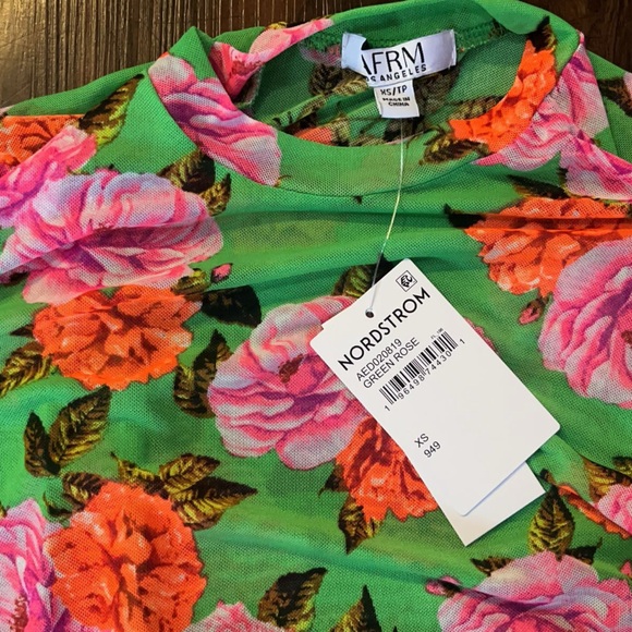 Women’s AFRM Green Mesh Floral Longsleeve Maxi Mock Neck Dress Size XS - Picture 2 of 3